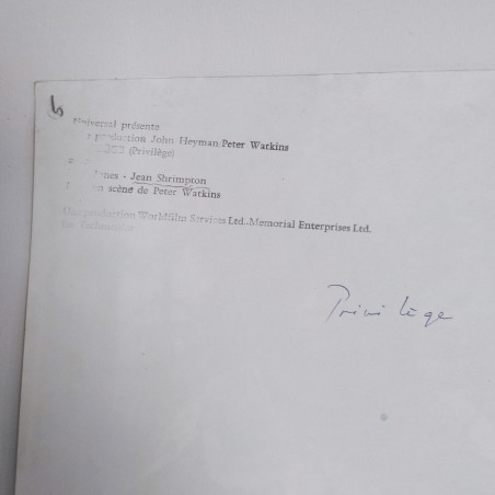 Foto originale agenzia di stampa Jean Shrimpton scena dal film Privilege