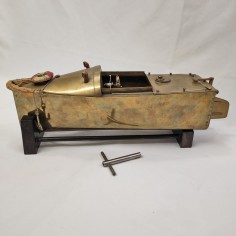 Vintage barca motoscafo giocattolo in ottone con motore a molla l. 40 cm 2
