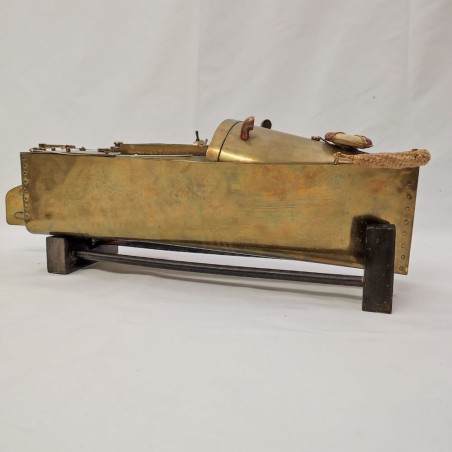 Vintage barca motoscafo giocattolo in ottone con motore a molla l. 40 cm