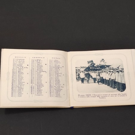 Calendario 1943 dedica a Bruno Mosconi dal Duca d’Aosta con medaglia 1935
