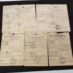 Lotto di 5 fogli di viaggio per militari isolati aviazione anno 1917 Taliedo 2