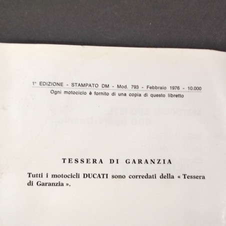 Manuale istruzioni per l’uso Ducati 500 GLT Twin bicilindrico 1976