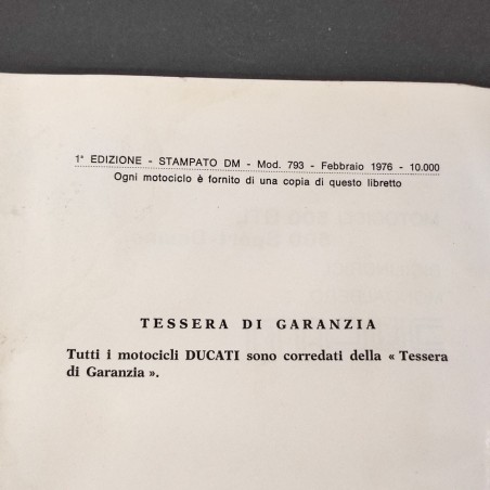 Manuale istruzioni per l’uso Ducati 500 GLT Twin bicilindrico 1976