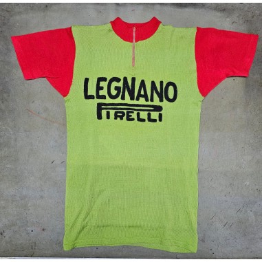 LEGNANO PIRELLI maglia ciclismo verde e rosso manica corta vintage