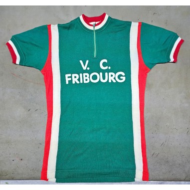 Maglia ciclismo vintage squadra V.C. Fribourg maniche corte, verde usata
