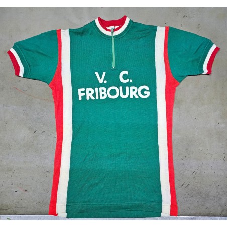 Maglia ciclismo vintage squadra V.C. Fribourg maniche corte, verde usata