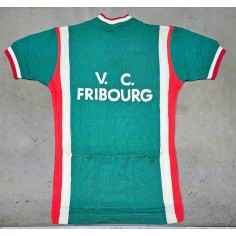 Maglia ciclismo vintage squadra V.C. Fribourg maniche corte, verde usata 2