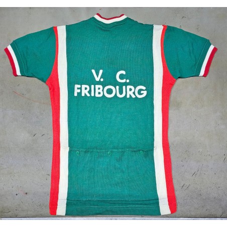 Maglia ciclismo vintage squadra V.C. Fribourg maniche corte, verde usata