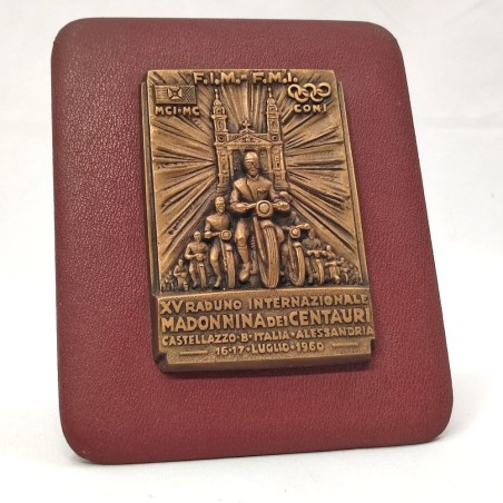 Placca XV Rallye Madonnina Centauri 16-17 luglio 1960 bronzo 8x12 cm