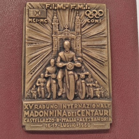 Placca XV Rallye Madonnina Centauri 16-17 luglio 1960 bronzo 8x12 cm