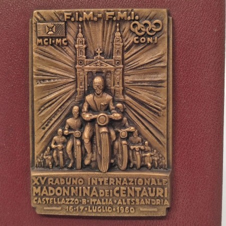 Placca XV Rallye Madonnina Centauri 16-17 luglio 1960 bronzo 8x12 cm