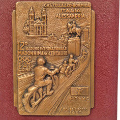Placca XII Rallye Madonnina Centauri 20-11 luglio 1957 bronzo 10x13 cm 2