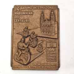 Placca 14° Raduno Madonnina Centauri 25 26 luglio 1959 bronzo 9x12 cm