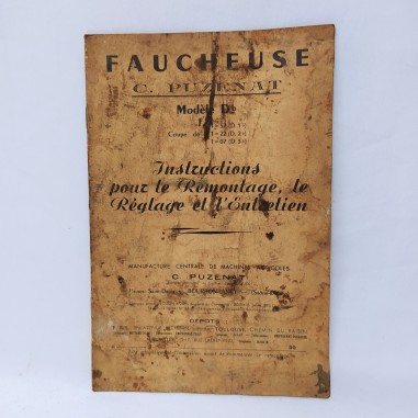 Manuale uso e manutenzone francese Faucheuse Puzenat Db. Macchie e umidità