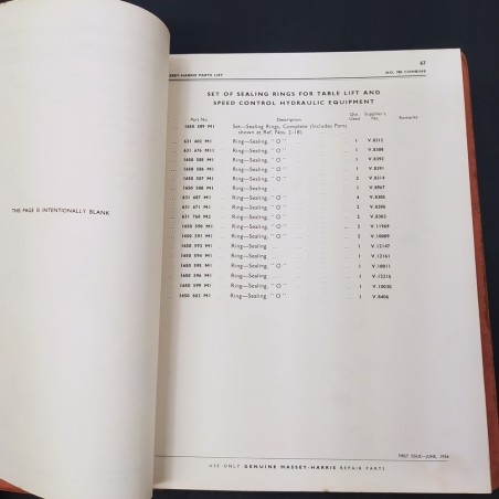Catalogo parti di ricambio Massey Harris 780 Combine part list. Buono