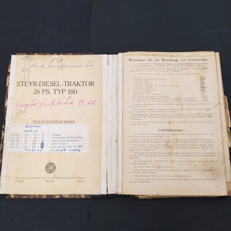Catalogo parti di ricambio trattore Steyr diesel traktor 26PS TYP180 anno 1948
