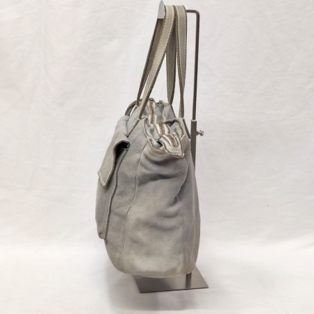 Borsa donna Caterina Lucchi in fiore di vitello bianco ghiaccio grigio