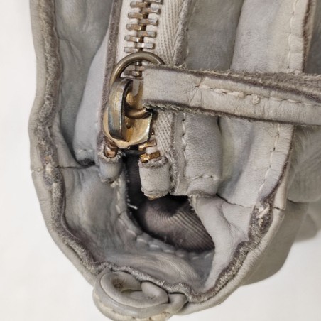 Borsa donna Caterina Lucchi in fiore di vitello bianco ghiaccio grigio
