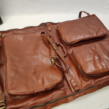 Borsa porta abiti in pelle marrone Oriani Roma nuova