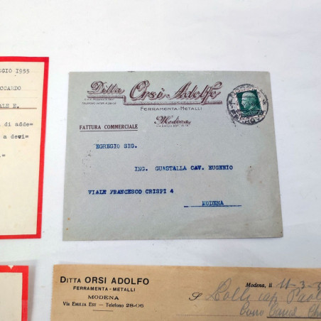 Lotto di 4 corrispondenze e fattura Ditta Orsi Adolfo Ferramenta Metalli anni 50