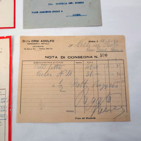 Lotto di 4 corrispondenze e fattura Ditta Orsi Adolfo Ferramenta Metalli anni 50