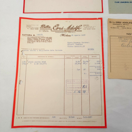Lotto di 4 corrispondenze e fattura Ditta Orsi Adolfo Ferramenta Metalli anni 50