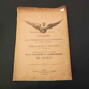 Opuscolo Aeronautica polare Onoranze Prof. Perroncito Edoardo 1899