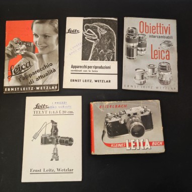 Lotto di 5 opuscoli e manuali macchine fotografiche Leica anni 30