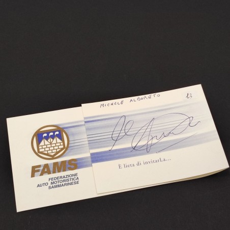 FAMS Biglietto invito con autografo Alboreto