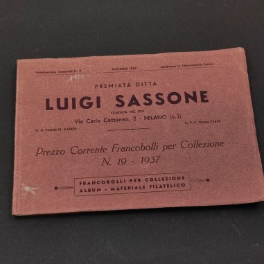 Luigi Sassone catalogo listino francobolli n°19 anno 1937