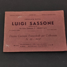 Luigi Sassone catalogo listino francobolli n°19 anno 1937 2
