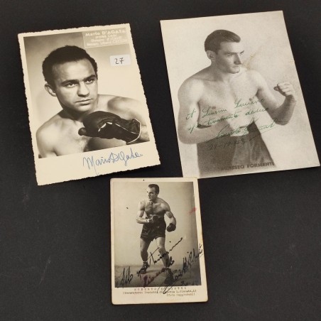 3 foto autografate con pugili Mario D'Agata, Ernesto Formenti, Roberto Proietti