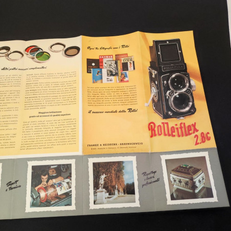 Brochure pieghevole catalogo macchina fotografica Rolleiflex 2,8 anni 50
