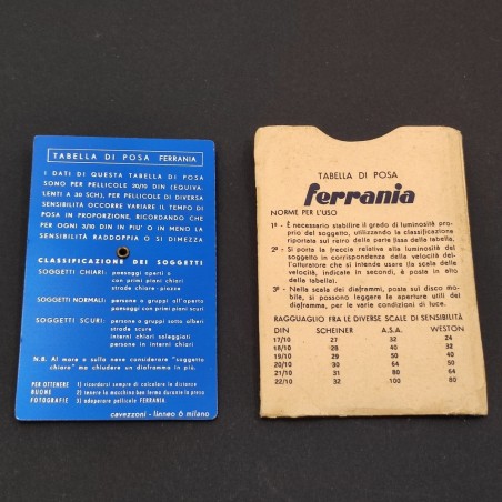 FERRANIA tabella di posa in metallo con bustina