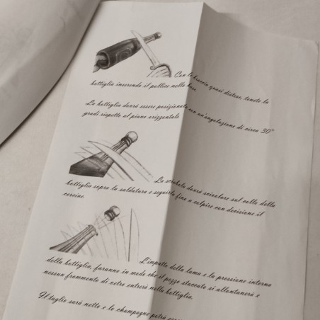 Sciabola da Champagne in acciaio inusata con astuccio e istruzioni