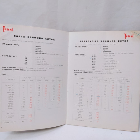 Catalogo e listino confidenziale Tensi 1959 Macchie, annotato all’interno