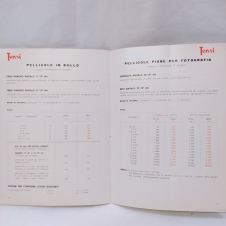 Catalogo e listino confidenziale Tensi 1959 Macchie, annotato all’interno