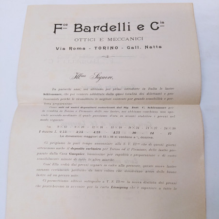 Catalogo Bardelli 1894 con lettera di accompagnamento e 2 cartoline