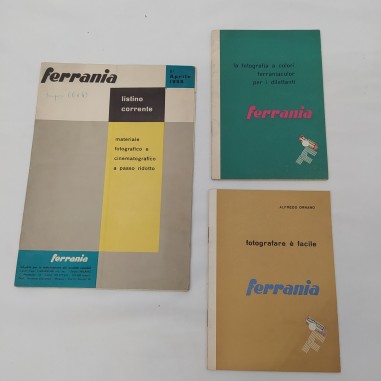 Blocco 3 opuscoli Ferrania 1956-1958-1959 alcune annotazioni. Buono