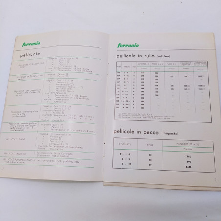 Blocco 3 opuscoli Ferrania 1956-1958-1959 alcune annotazioni. Buono
