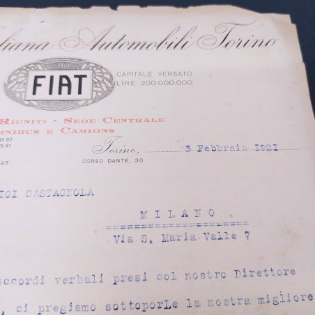 Blocco lettere, corrispondenza e opuscoli Fiat 1921-1930 Macchie e segni