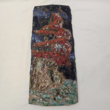 Ceramica Benito Cornacchia 46x20 cm veliero in mare
