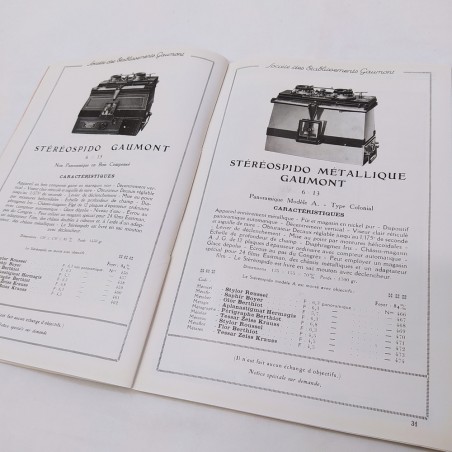 Catalogo prodotti fotografici Gumont 1927 in francese con listino prezzi