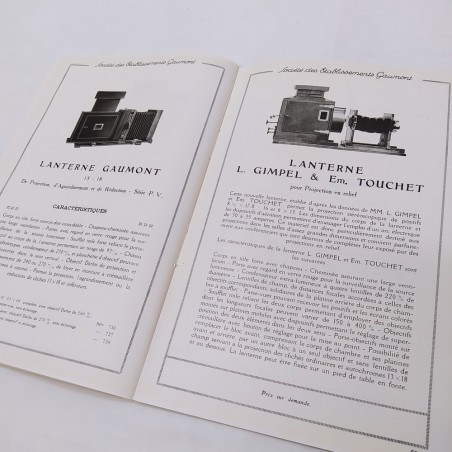 Catalogo prodotti fotografici Gumont 1927 in francese con listino prezzi