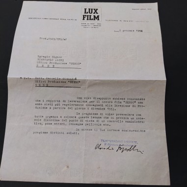 Lettera Lux Film 1954 per il film Senso Macchie