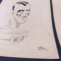 2 caricature: Varzi di Mario Molinari 1934, Nuvolari di M.V. Marchi. Macchie 2