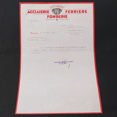 Lettera condoglianze Acciaierie Fonderie Ferriere a Landini e Figli 1944 Buona