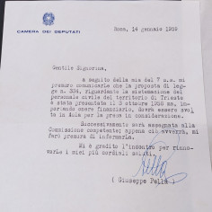 2 lettere autografe Deputato Giuseppe Pella 1959 Buono 2