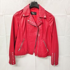 Giacca donna in pelle ovina Audace colore rosso taglia 48 con borchie usata poco
