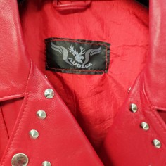 Giacca donna in pelle ovina Audace colore rosso taglia 48 con borchie usata poco 2
